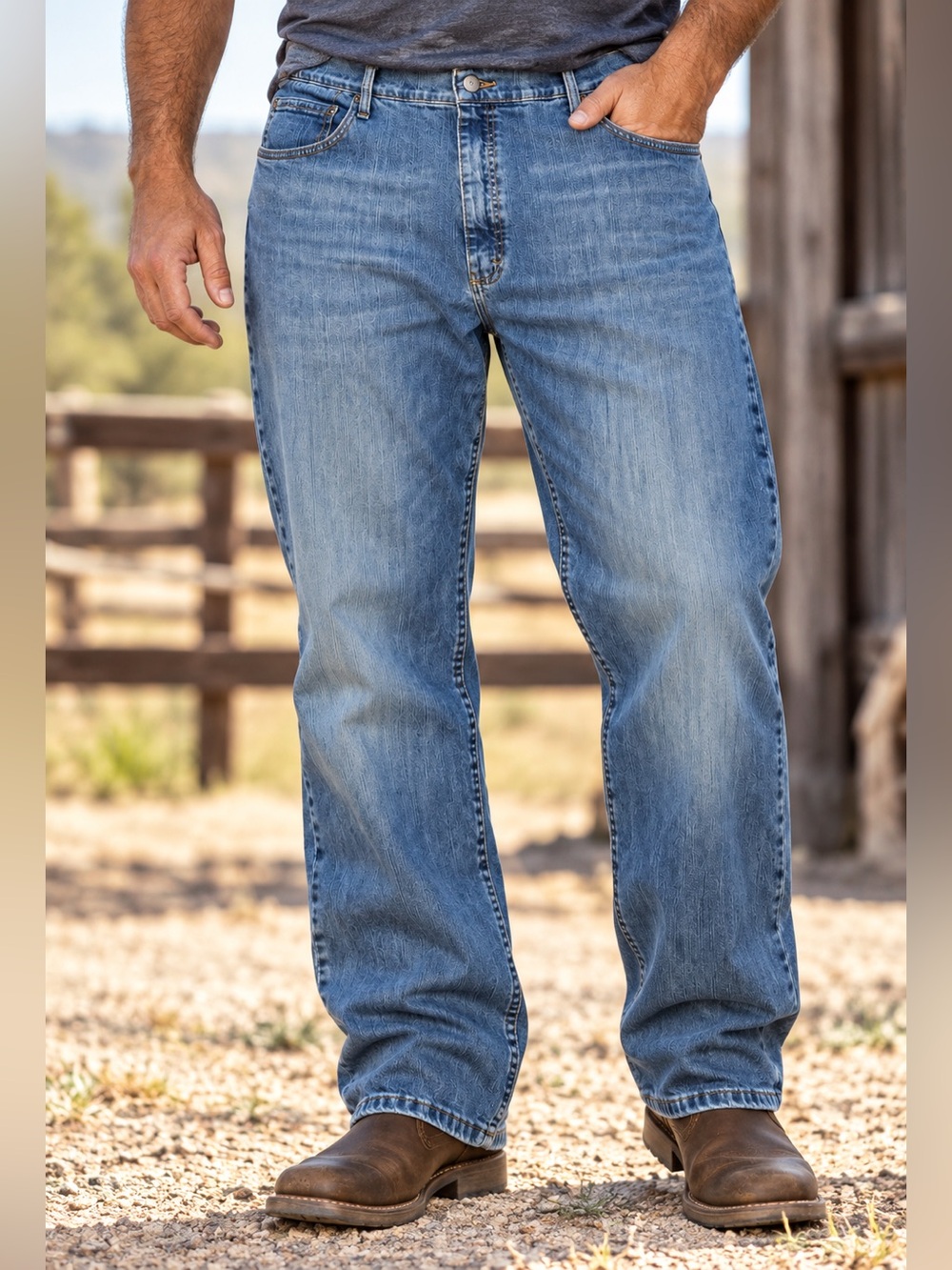 Wrangler Men’s Relaxed Fit Jeans 42x30 Blue Denim Straight Leg 100% Cotton
